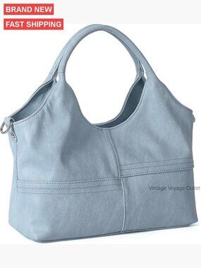 Medium Vegan Leather Tote Hobo Bag with Detachable Strap, Two Handles